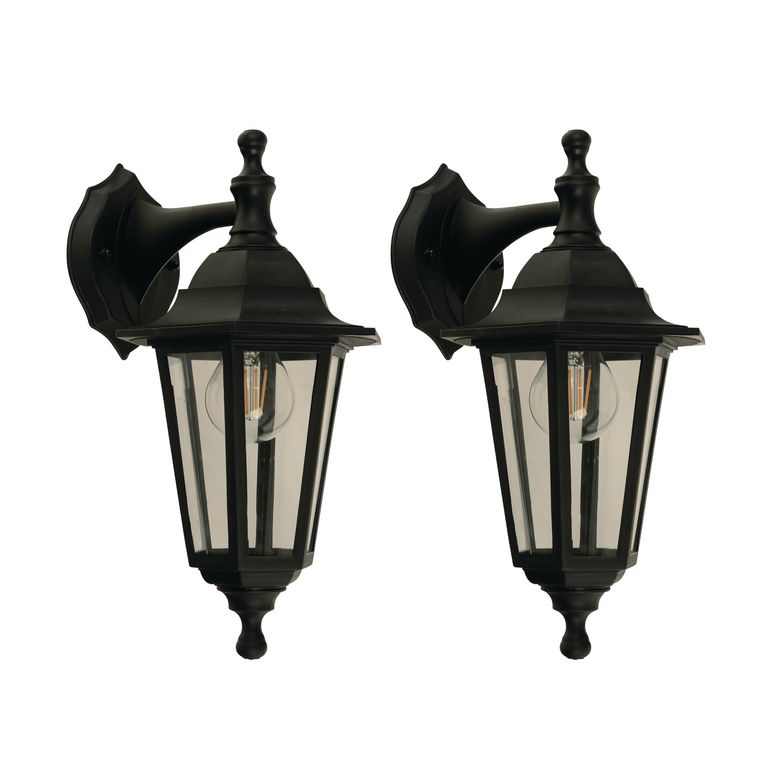 Pack 2 Faroles de Muro Negro 1L E27