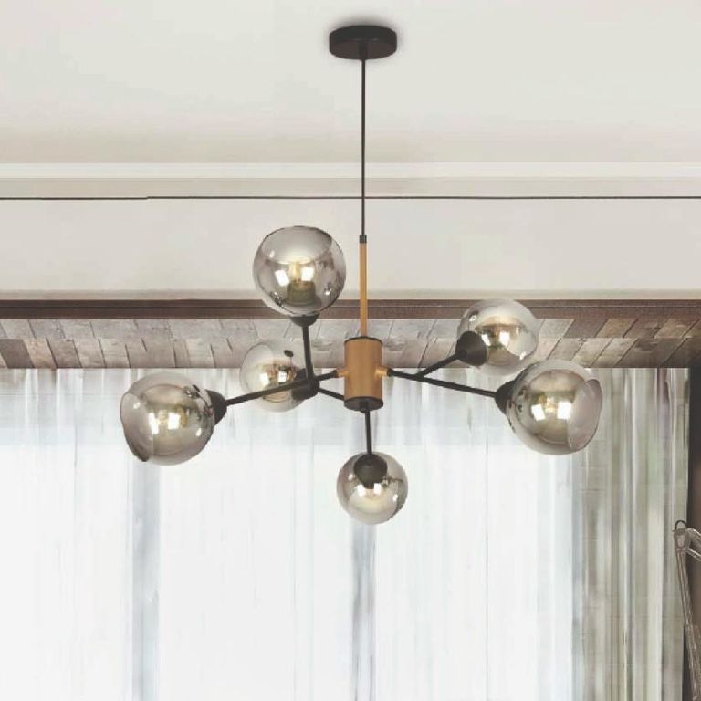 Lámpara Colgante de Techo 6 Luces Paul Negra/Dorada