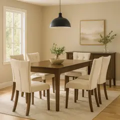 JUST HOME COLLECTION - Juego de Comedor Raceland 6 Sillas 160x90x75,8cm Nogal