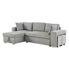 JUST HOME COLLECTION - Sofá Cama Corner 3 Cuerpos Felipe 238x85x147cm Gris