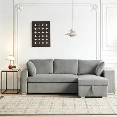 JUST HOME COLLECTION - Sofá Cama Corner 3 Cuerpos Felipe 238x85x147cm Gris