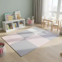 JUST HOME COLLECTION - Piso de Goma Cuadrado Eva 61x61cm 6Pzs Rosado