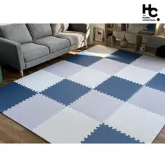 JUST HOME COLLECTION - Piso de Goma Cuadrado Eva Azul 6 Piezas 61x61cm