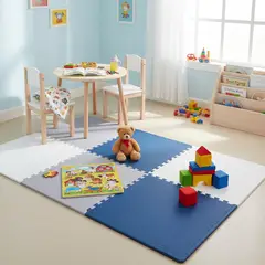 JUST HOME COLLECTION - Piso de Goma Cuadrado Eva Azul 6 Piezas 61x61cm