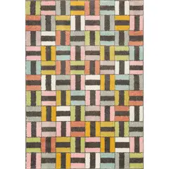 JUST HOME COLLECTION - Alfombra Nouveau Cuadros 133x190 cm Multicolor