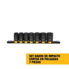 DEWALT - Set de Dados de Impacto Cortos en Pulgadas 7 Piezas