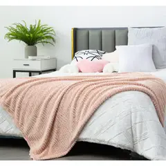 JUST HOME COLLECTION - Manta Sherpa Clásico Rosado 125x150cm