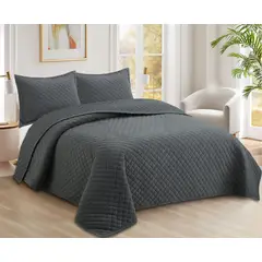 JUST HOME COLLECTION - Quilt Velvet Grafito 2 Plazas