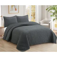 JUST HOME COLLECTION - Quilt Velvet Grafito King