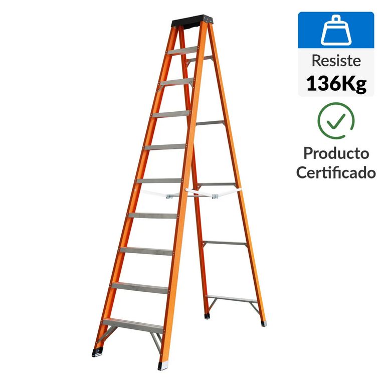 Escalera Tijera de Fibra de Vidrio 9 Pasos 136Kg