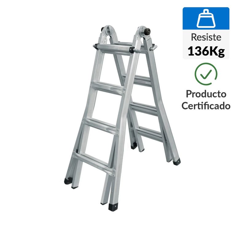 Escalera Articulada de Aluminio 4 Pasos 136Kg