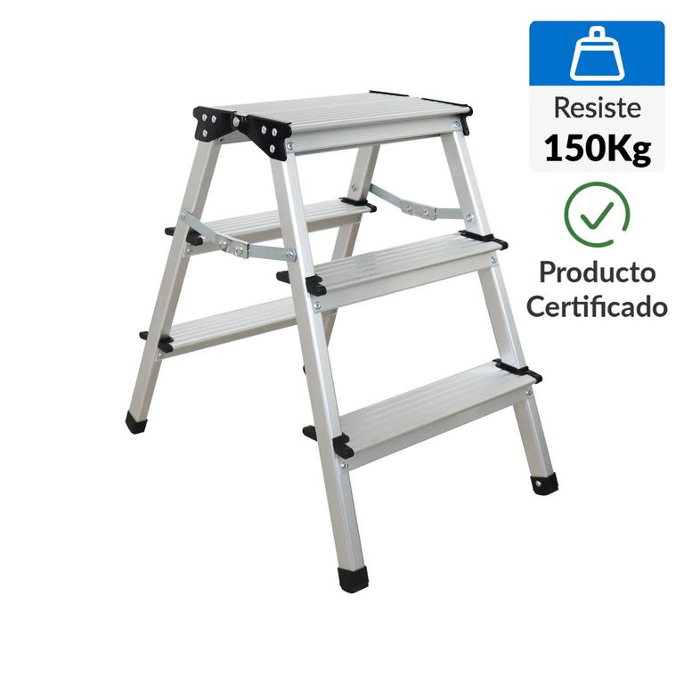 Escalera Tijera de Aluminio 3 Pasos 150Kg
