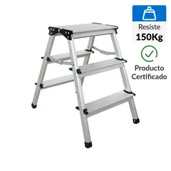 BAUKER - Escalera Tijera de Aluminio 3 Pasos 150Kg