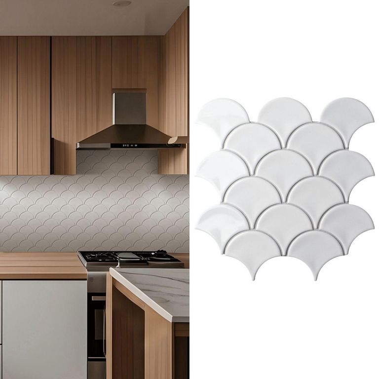 Malla Mosaico Escamado Blanco 25.9x27.3cm