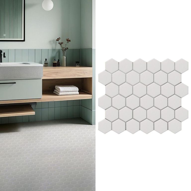 Porcelanato Hexagon Blanco Mate