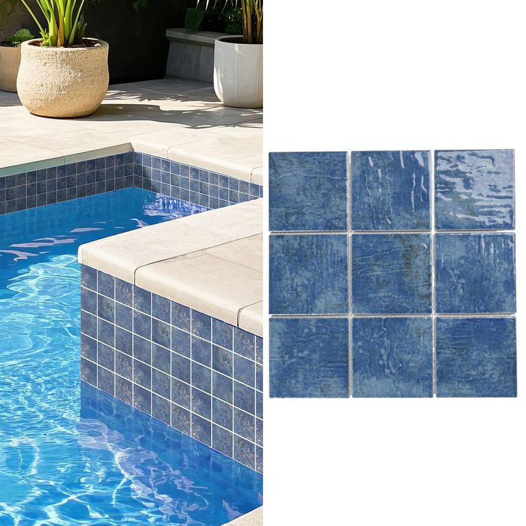 Malla Decorativa de Porcelanato Pool XL Azul 30x30cm 0.09m2