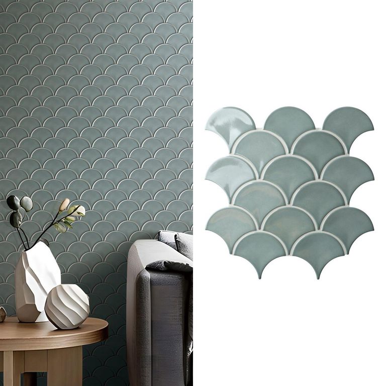 Malla Mosaico Escama Verde 25.9x27.3cm