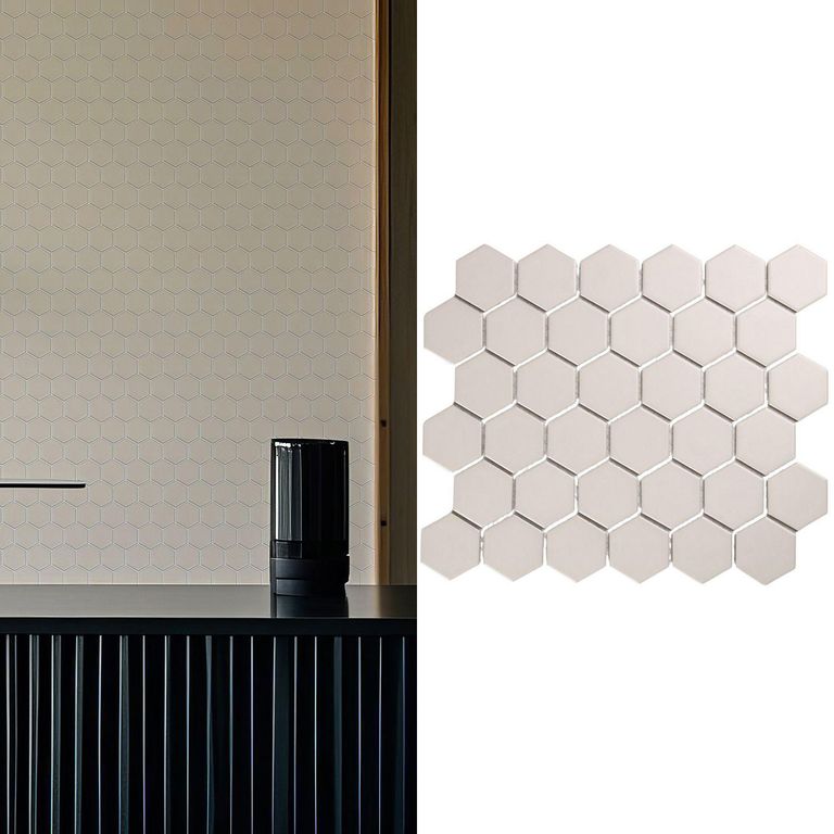 Malla Decorativa de Porcelanato Hex Beige Mate 32.5x28.2cm 0.09m2