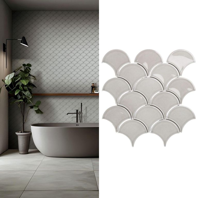 Malla Decorativa de Porcelanato Escama Gris 25.9x27.3cm 0.07m2
