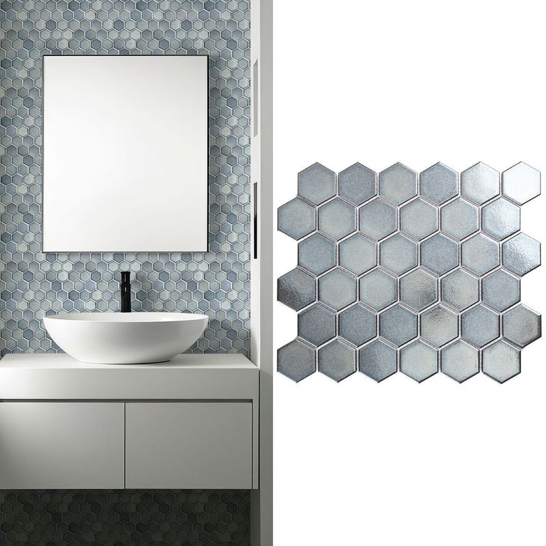 Malla Decorativa de Porcelanato Hexagon Metal 32.5x28.2cm 0.09m2