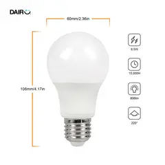 DAIRU - Pack x2 Focos LED A60 E27 8.5 W 806 lm Luz Fría (60 W Equivalente)