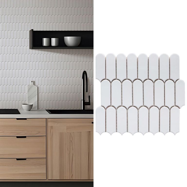 Malla Mosaico Pluma Blanco 28X29.6cm