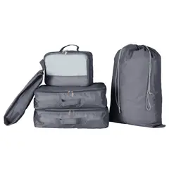 JUST HOME COLLECTION - Set x5 Organizador de maleta para viajes gris