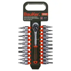 BAUKER - Set 22 Piezas Con Llave Ratchet 3/8