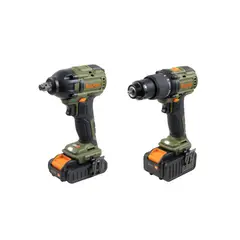 BAUKER - Taladro Percutor 2 Baterías BMC 20V + Llave de Impacto 1 2 20V Bare