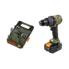 BAUKER - Taladro Percutor 2 Baterías BMC 20V + Set 76 Brocas y Puntas