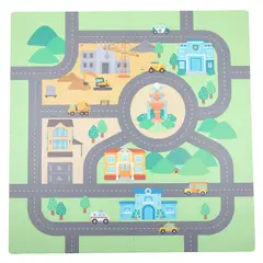 JUST HOME COLLECTION - Alfombra Puzzle Pista x4 Piezas 120x120 cm Multicolor