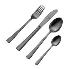 JUST HOME COLLECTION - Juego de Cubiertos 16 Piezas Negro