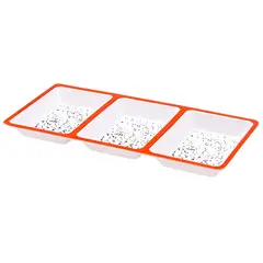 CASA BONITA - Fuente de Melamina Rectangular 3 Divisiones 33.5x15.9 cm Multicolor