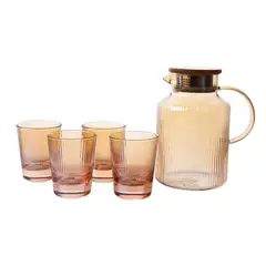 JUST HOME COLLECTION - Set 1 Jarra de Vidrio 1750 ml + 4 Vasos de Vidrio 240 ml