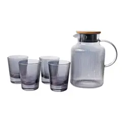 JUST HOME COLLECTION - Set 1 Jarra de Vidrio 1750 ml + 4 Vasos de Vidrio 240 ml