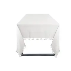 JUST HOME COLLECTION - Mantel Cuadrado 180x180 cm Blanco con Borlas