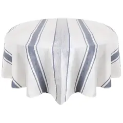 JUST HOME COLLECTION - Mantel Redondo 180 cm a Rayas Blanco/Azul