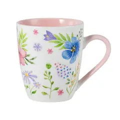 JUST HOME COLLECTION - Mug de Porcelana 350 ml Flores Rosado