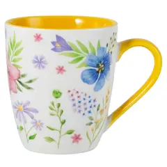 JUST HOME COLLECTION - Mug de Porcelana 350 ml Flores Amarillo