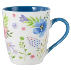 JUST HOME COLLECTION - Mug de Porcelana 350 ml Flores Azul