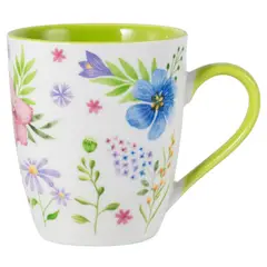 JUST HOME COLLECTION - Mug de Porcelana 350 ml Flores Verde