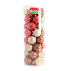 DEAR SANTA - 40 Esferas de Navidad Rojo/Dorado 6cm