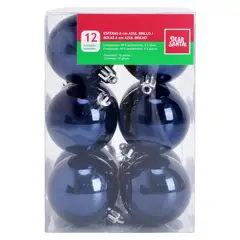 DEAR SANTA - Set de 12 Esferas 6 cm Azul Oscuro Brillantes