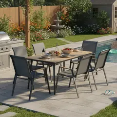 JUST HOME COLLECTION - Juego de Comedor de Terraza Berlin 6 Personas Gris