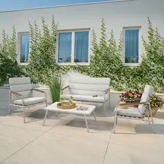 JUST HOME COLLECTION - Juego de Living de Terraza Rio 4 Personas Taupe Claro