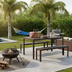 JUST HOME COLLECTION - Juego de Comedor de Terraza York 4 Personas Café