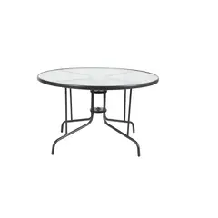 JUST HOME COLLECTION - Mesa Redonda de Vidrio 120x70x120 cm Gris Oscuro