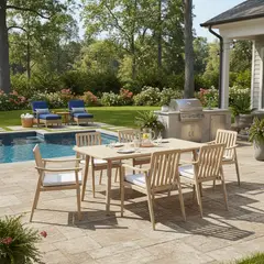 JUST HOME COLLECTION - Juego de Comedor de Terraza Brasilia 6 Personas Natural