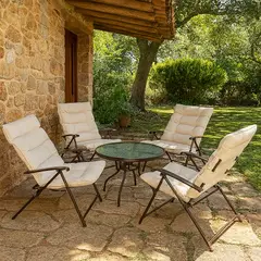 JUST HOME COLLECTION - Juego de Balcón de Terraza Sao Paulo Plegable 2 Personas Beige