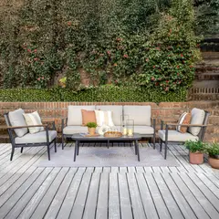 JUST HOME COLLECTION - Juego de Living de Terraza Barcelona 5 Personas Negro y Beige